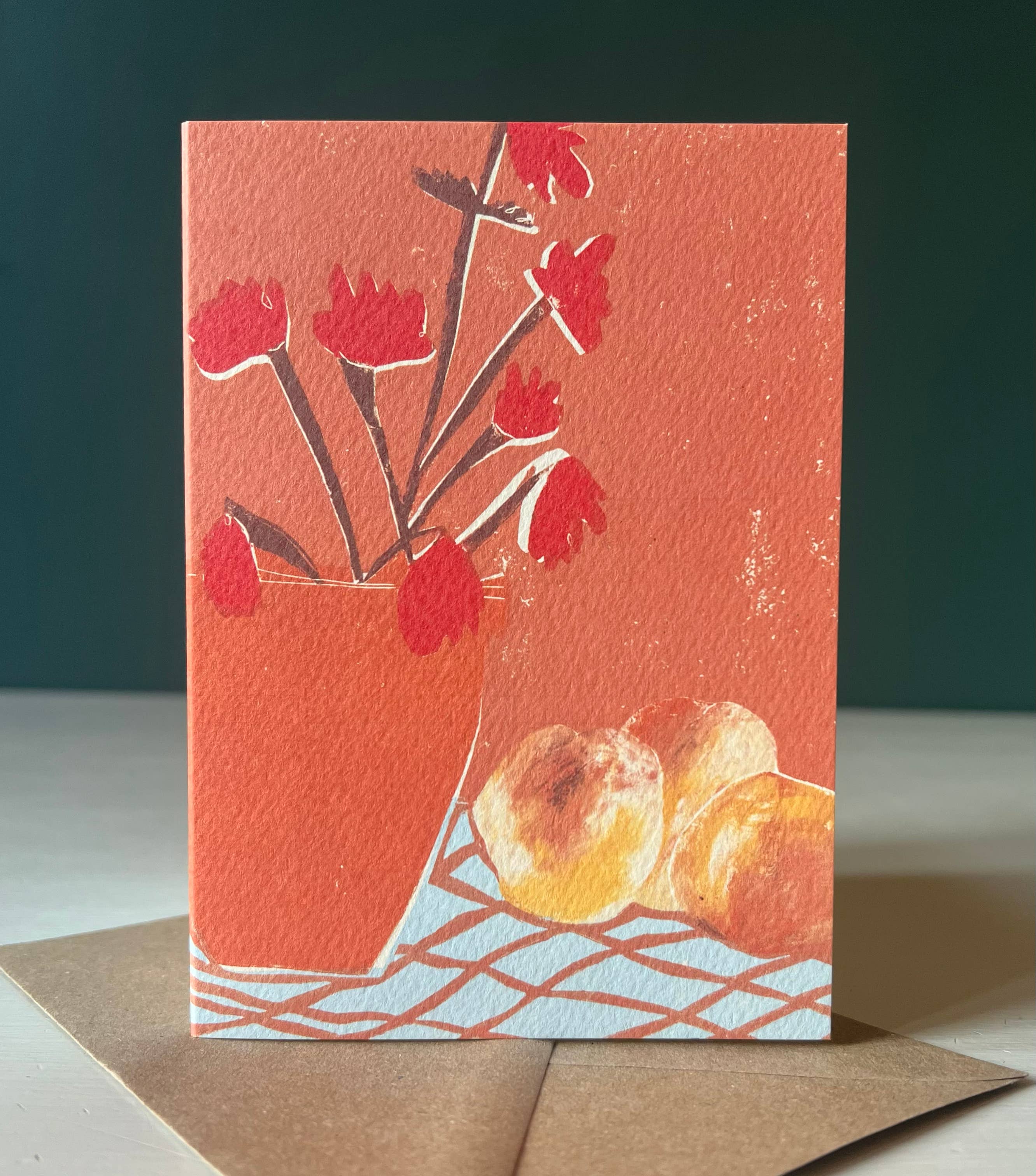 Luiza Holub Peaches and Begonia Greeting Card