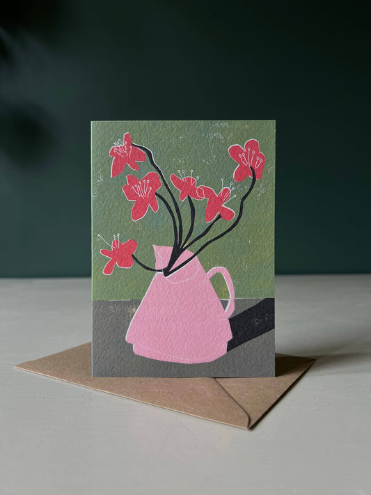 Card, Red Geums
