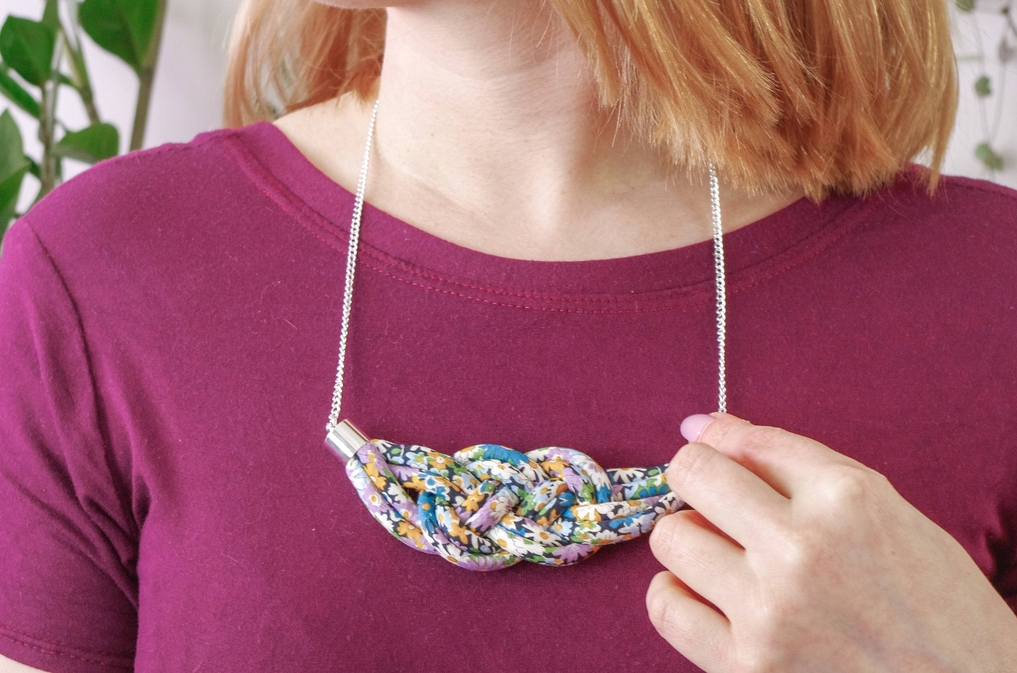 Chunky Liberty Fabric Knot Pendant - Deco Florals: Gloria Lomo