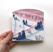 Sledging in the Snow Concertina Christmas Card