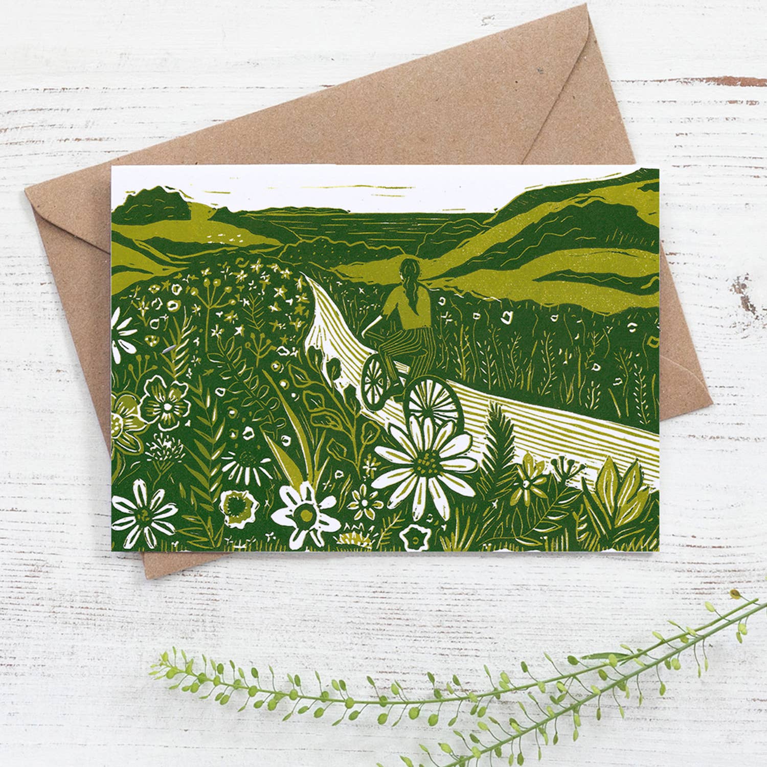 Summer Cycle card in greens