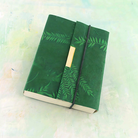 Artist handmade journal, green fern