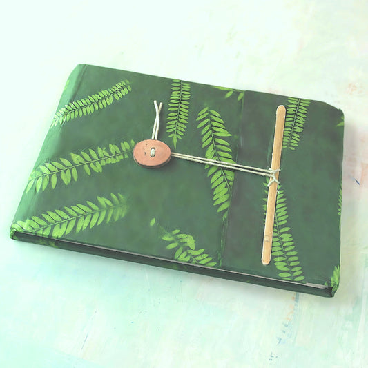 Artist handmade sketchbook, green fern
