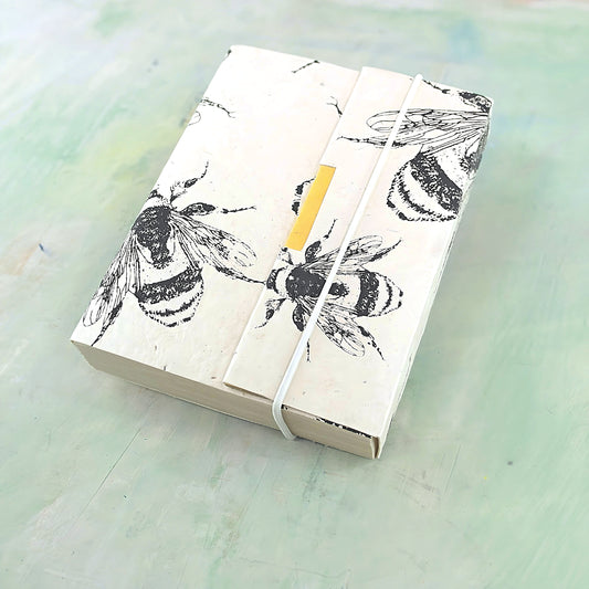 Artist handmade journal, bumble bees