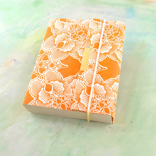 Artist handmade journal, orange lotus