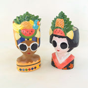 Fruity handpainted pot with bird