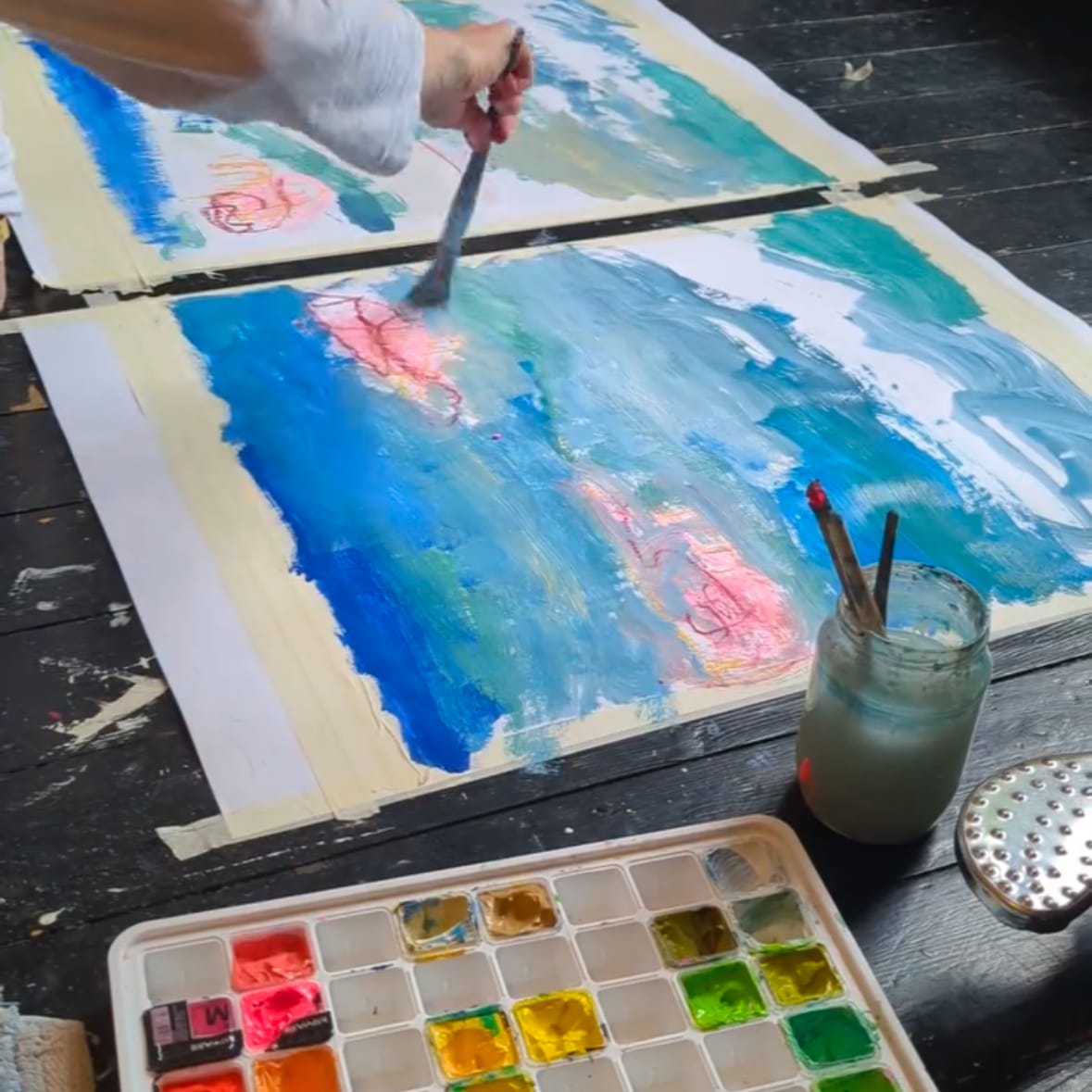 Clever Hands Workshops Workshop canvas painting abstract seascape