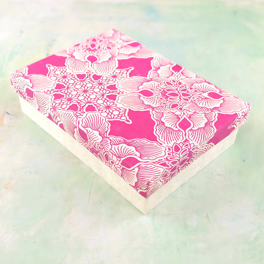 Handmade card set in box, pink lotus