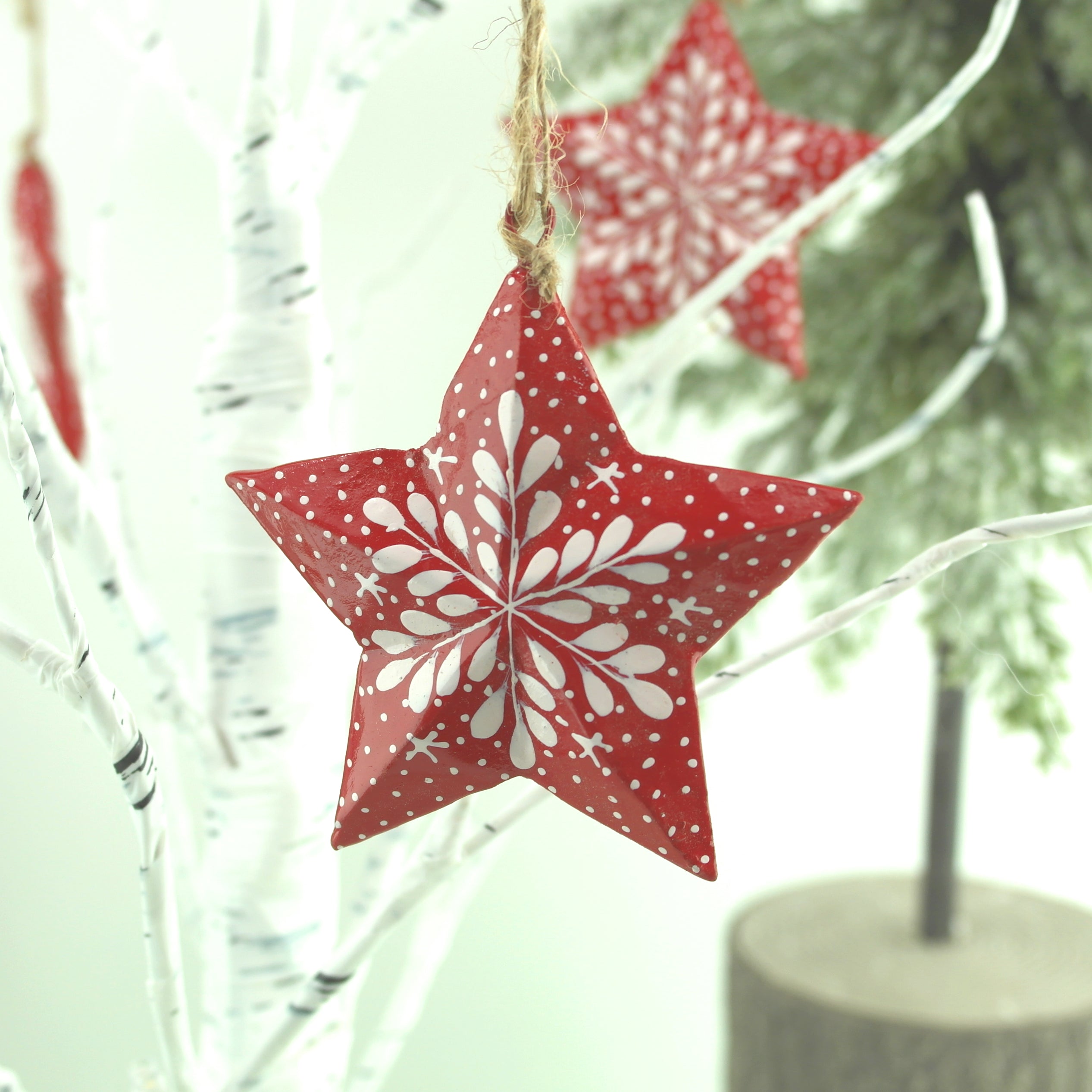 Christmas Red Snowflake - Hanging Star Decoration