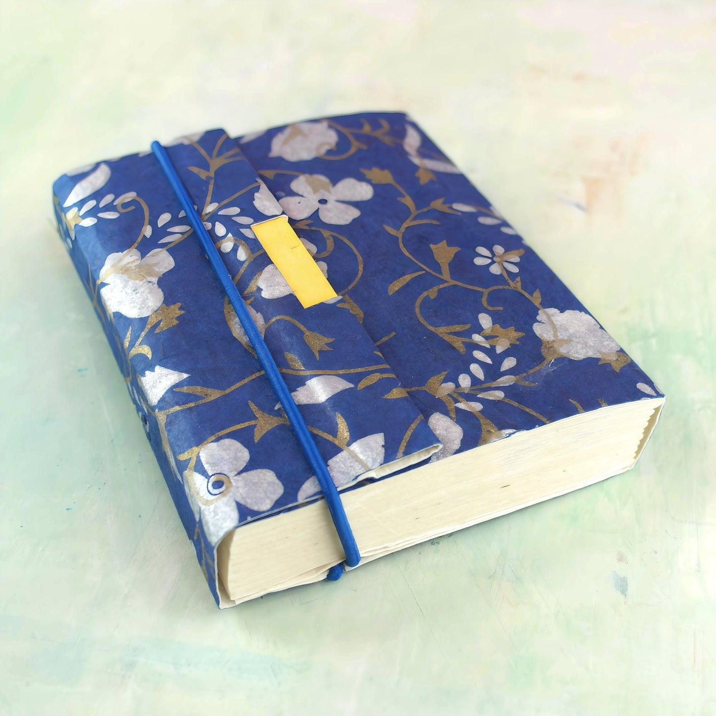 Artist handmade journal, blue pansy