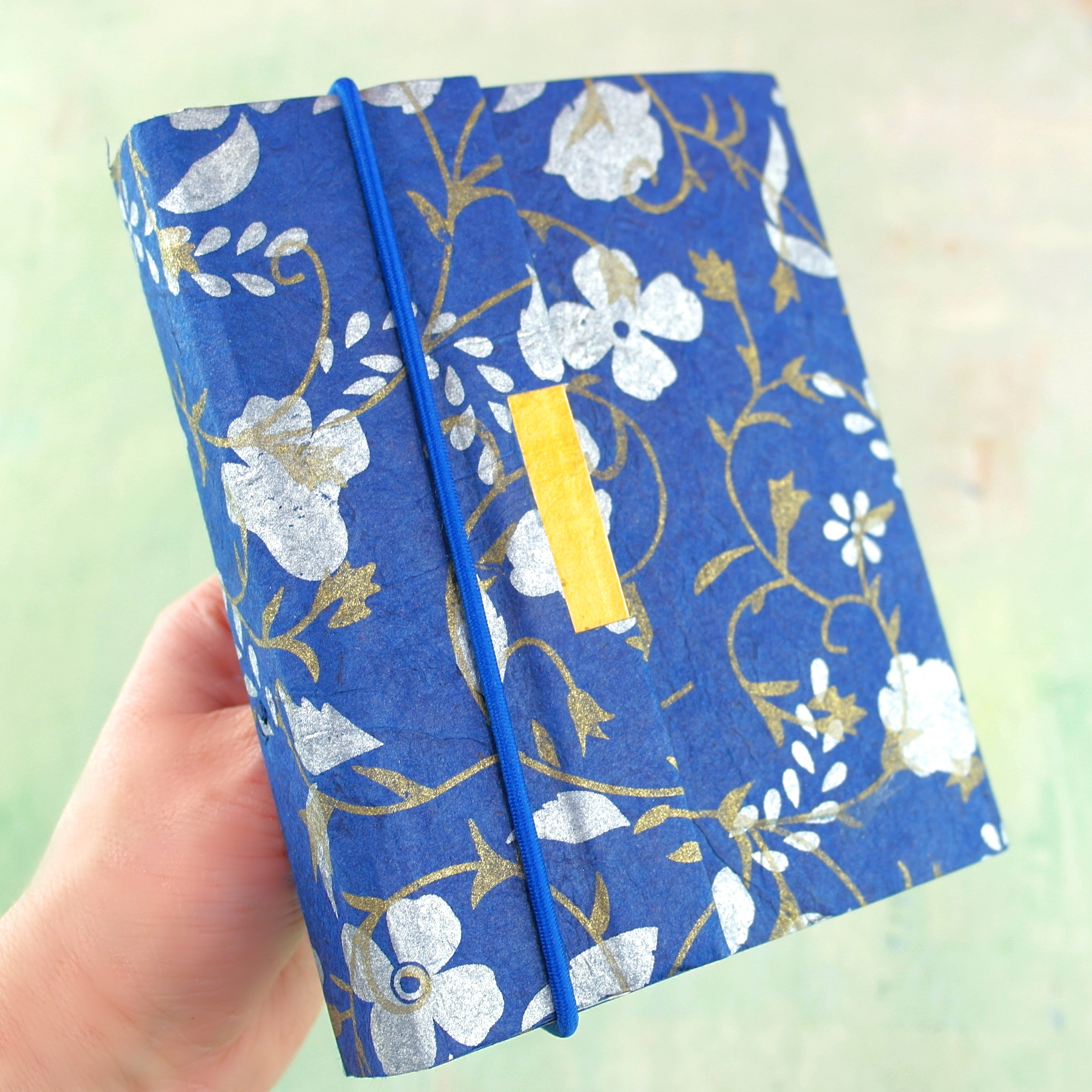 Artist handmade journal, blue pansy