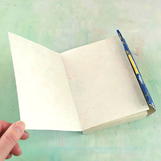 Artist handmade journal, blue pansy