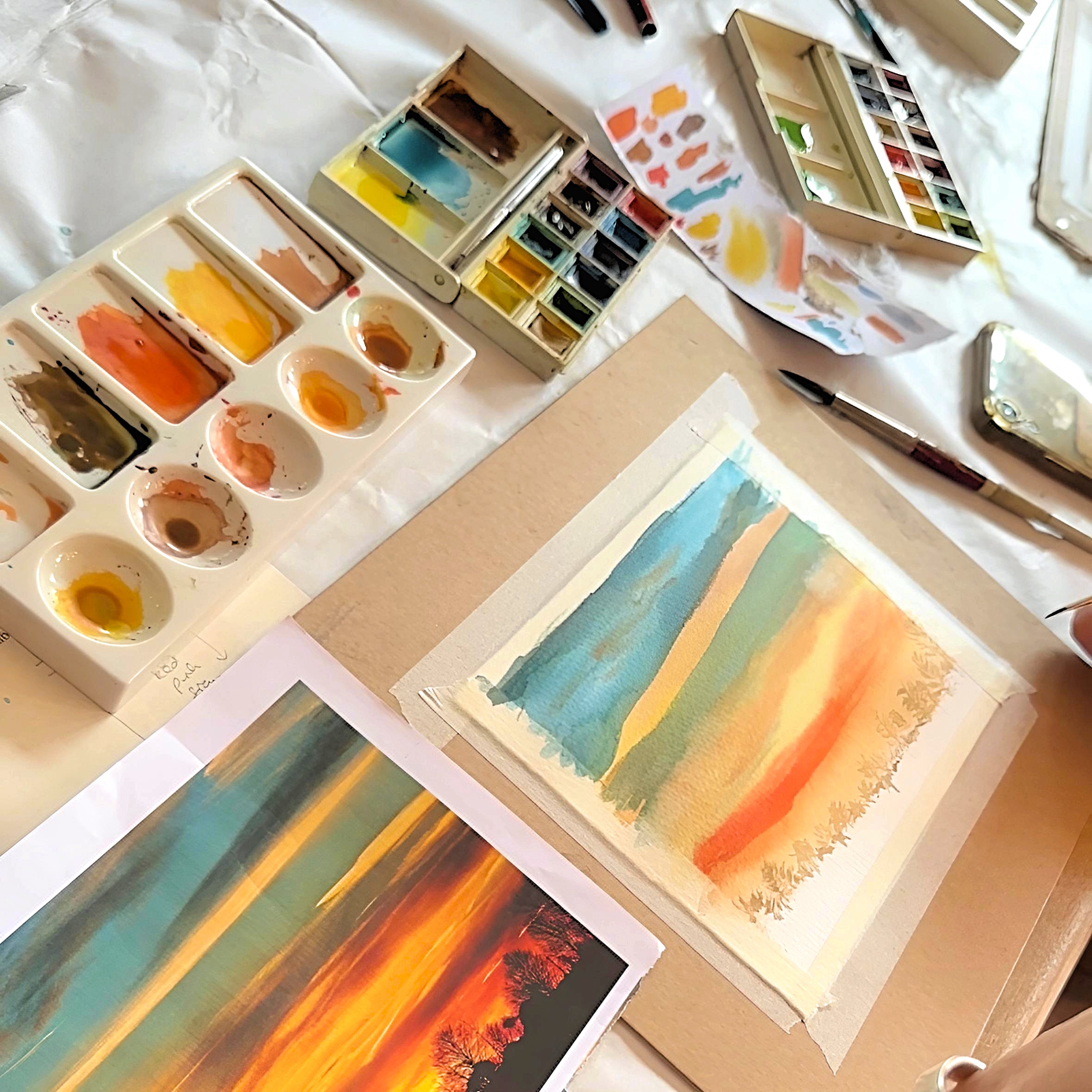 Workshop watercolour painting Autumn