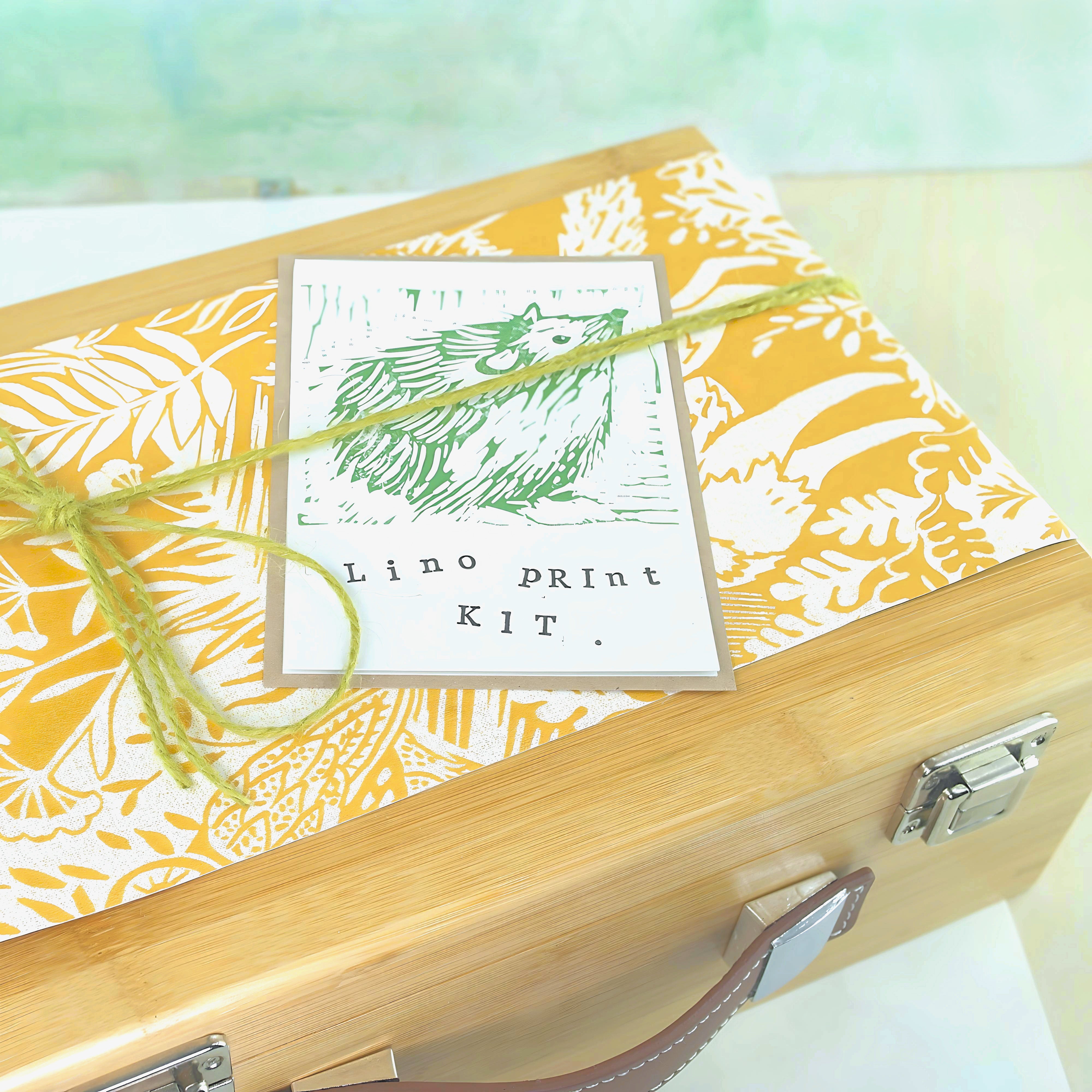 Woodland slumber linocut printmaking kit