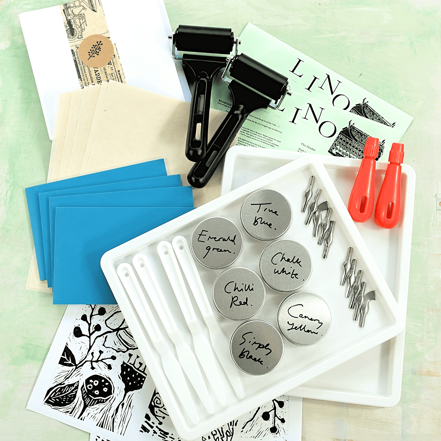 Linocut & print kit for 2 person or group