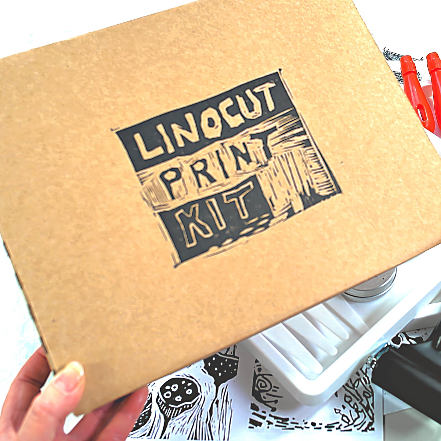 Linocut & print kit for 2 person or group