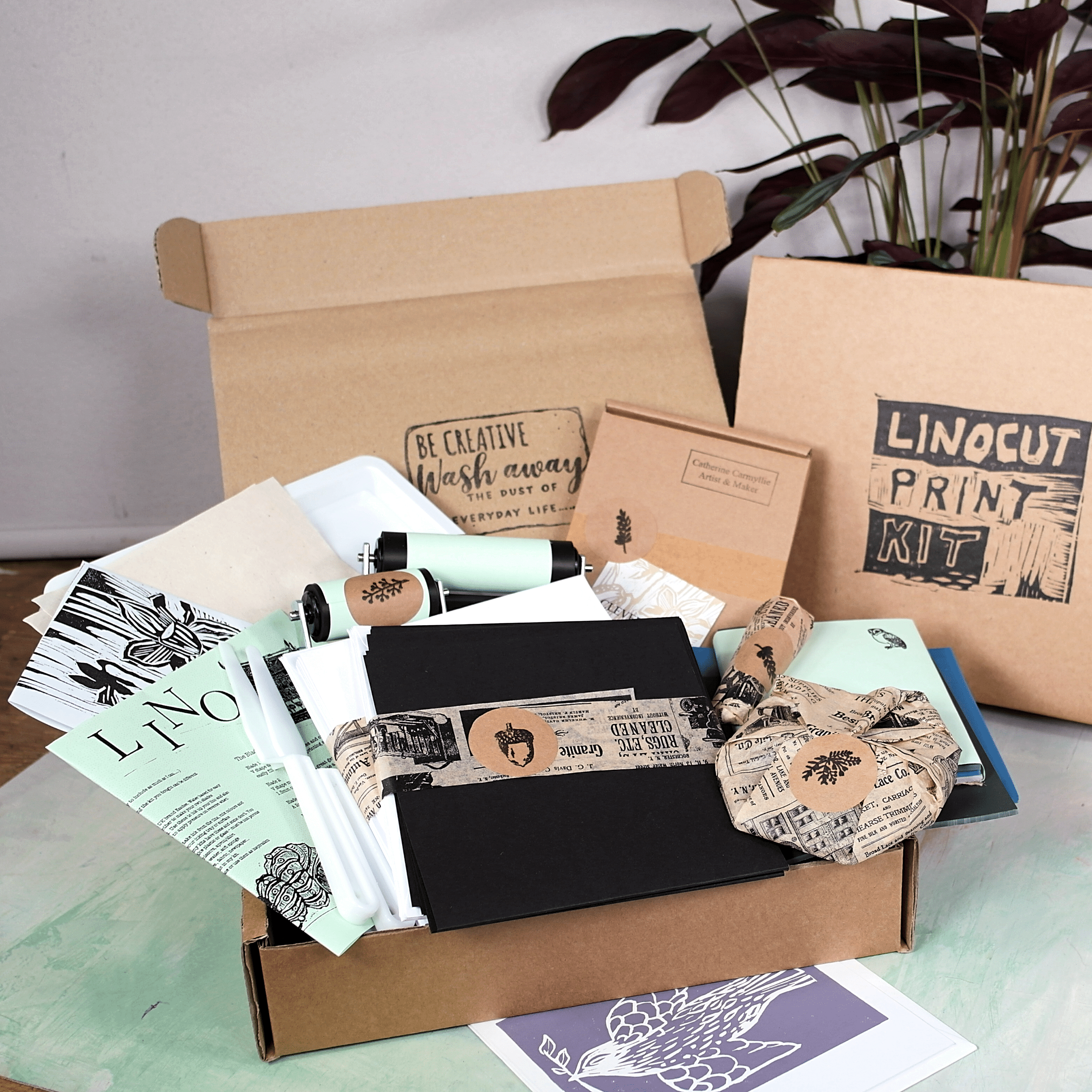 Luxury linocut & print kit with art card