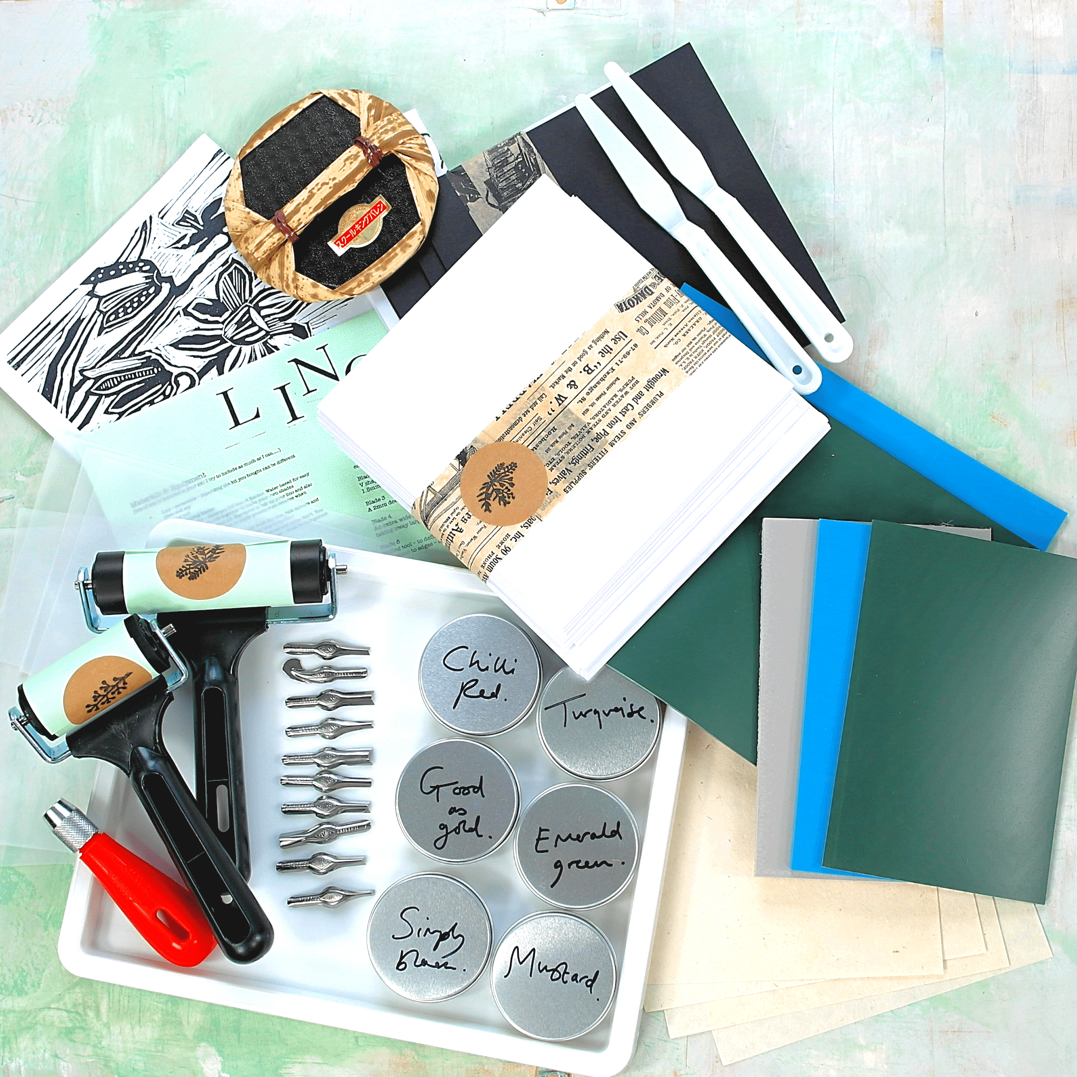 Luxury linocut & print kit with art card