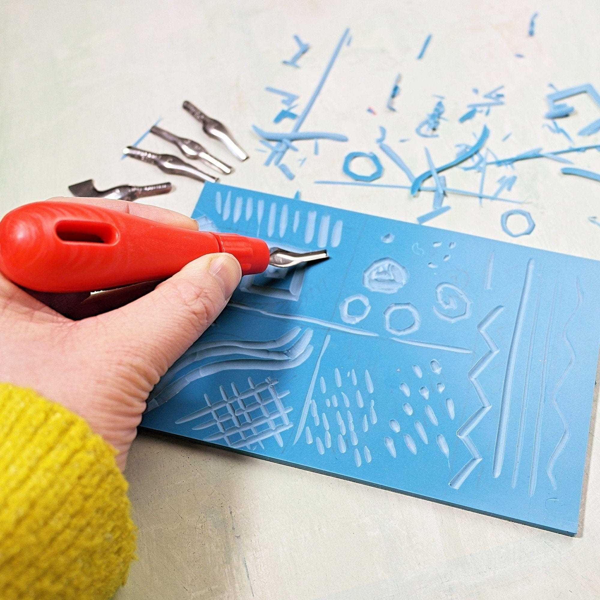 Linocut Student 5 blade student linocut tool set – Clever Hands