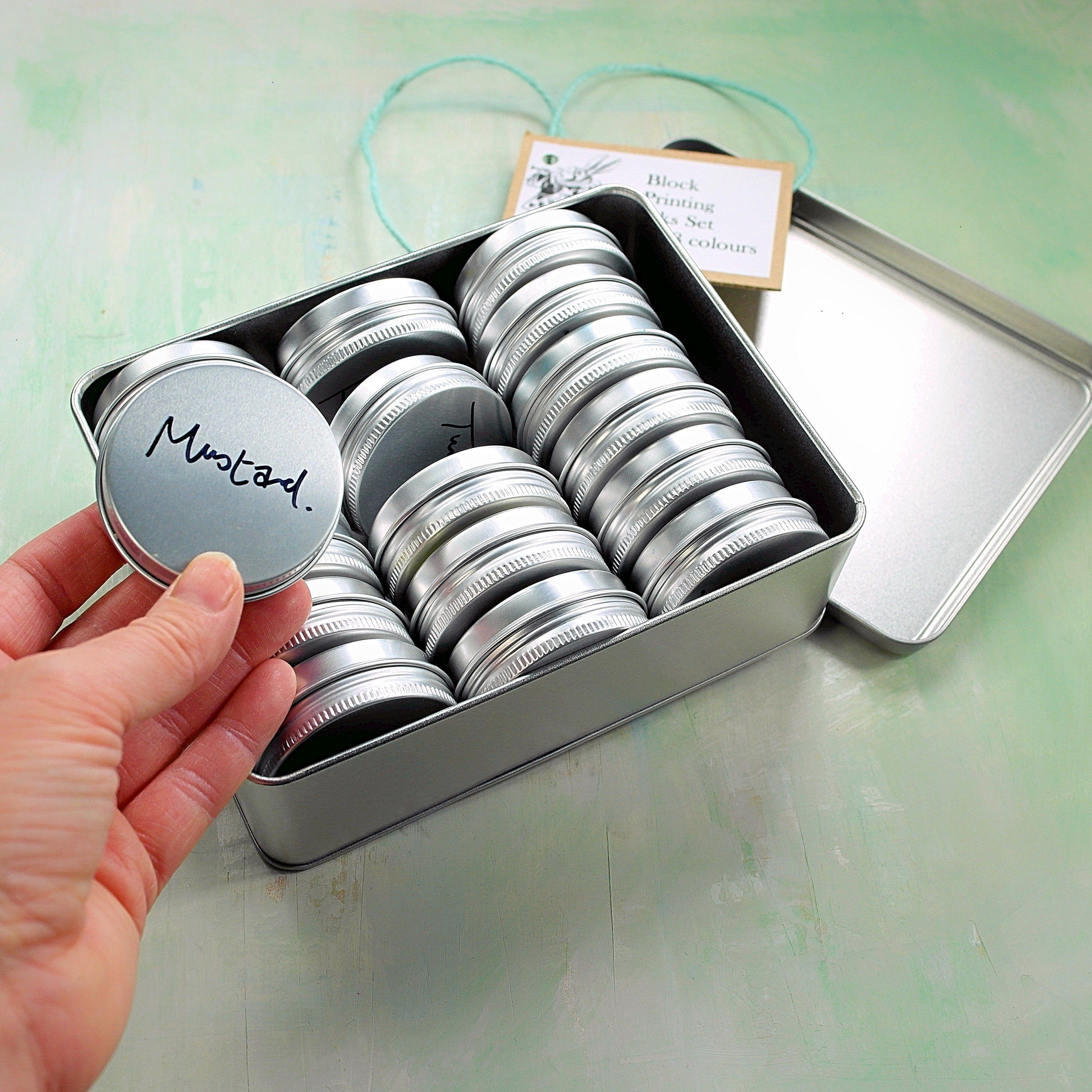 Block printing ink gift set with 18 tins