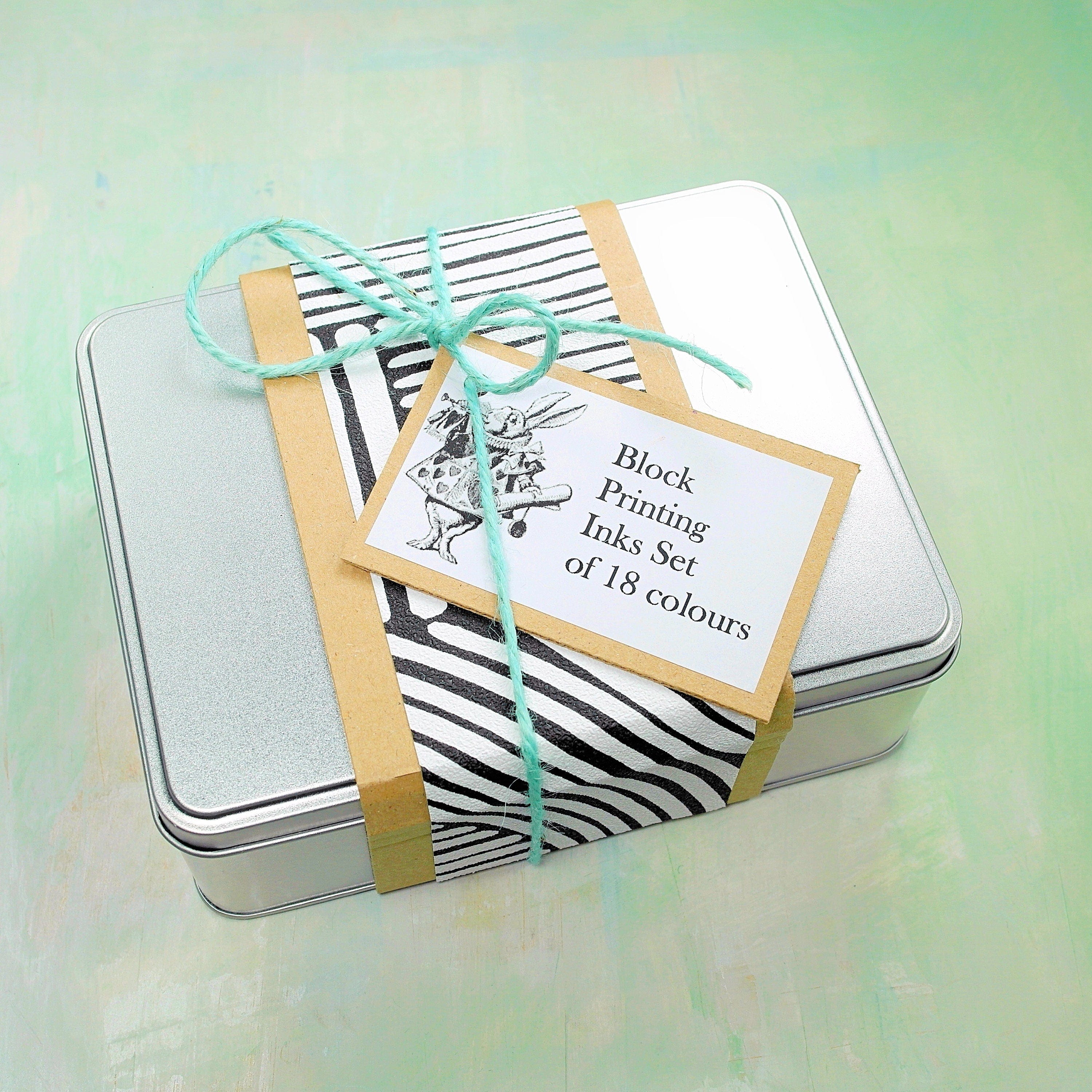 Block printing ink gift set with 18 tins