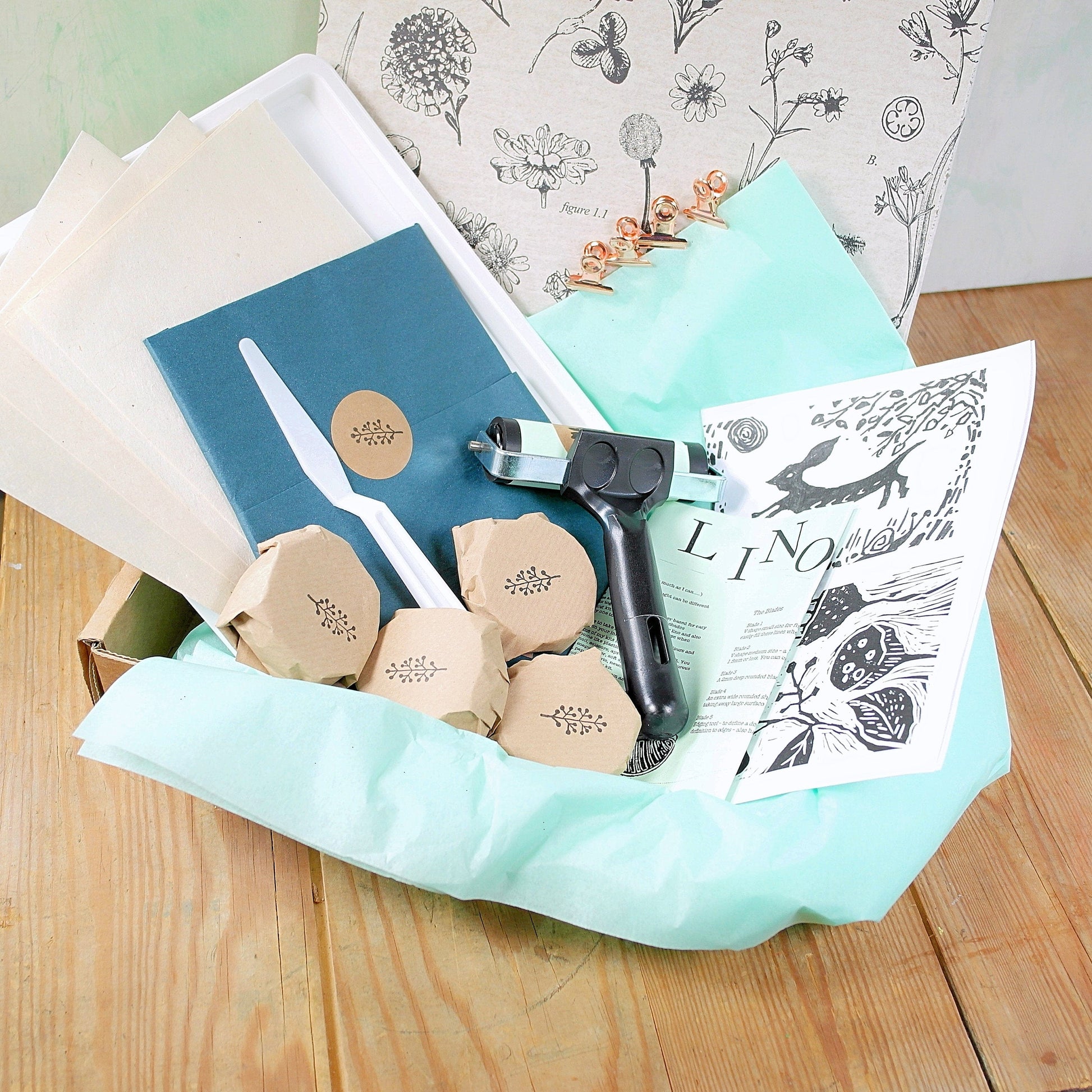 botanical kit inner contents carefully wrapped and hand stamped