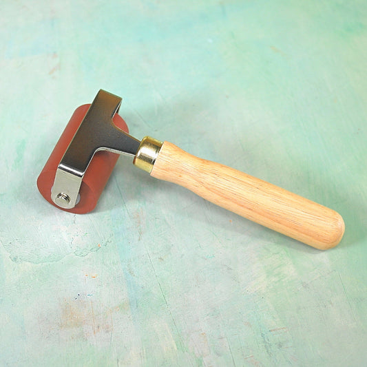 Wooden handle brayer or roller